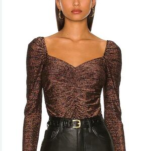 MINKPINK Shimmering Black and Brown Blouse
